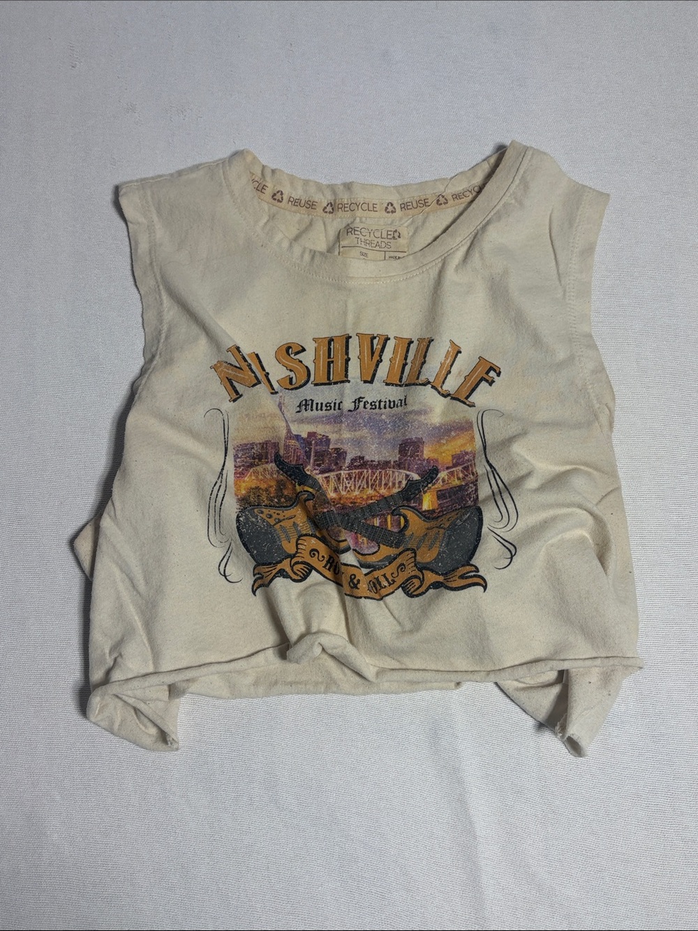 Threads 4 Thought Cream Nashville Music Festival Crop Tank